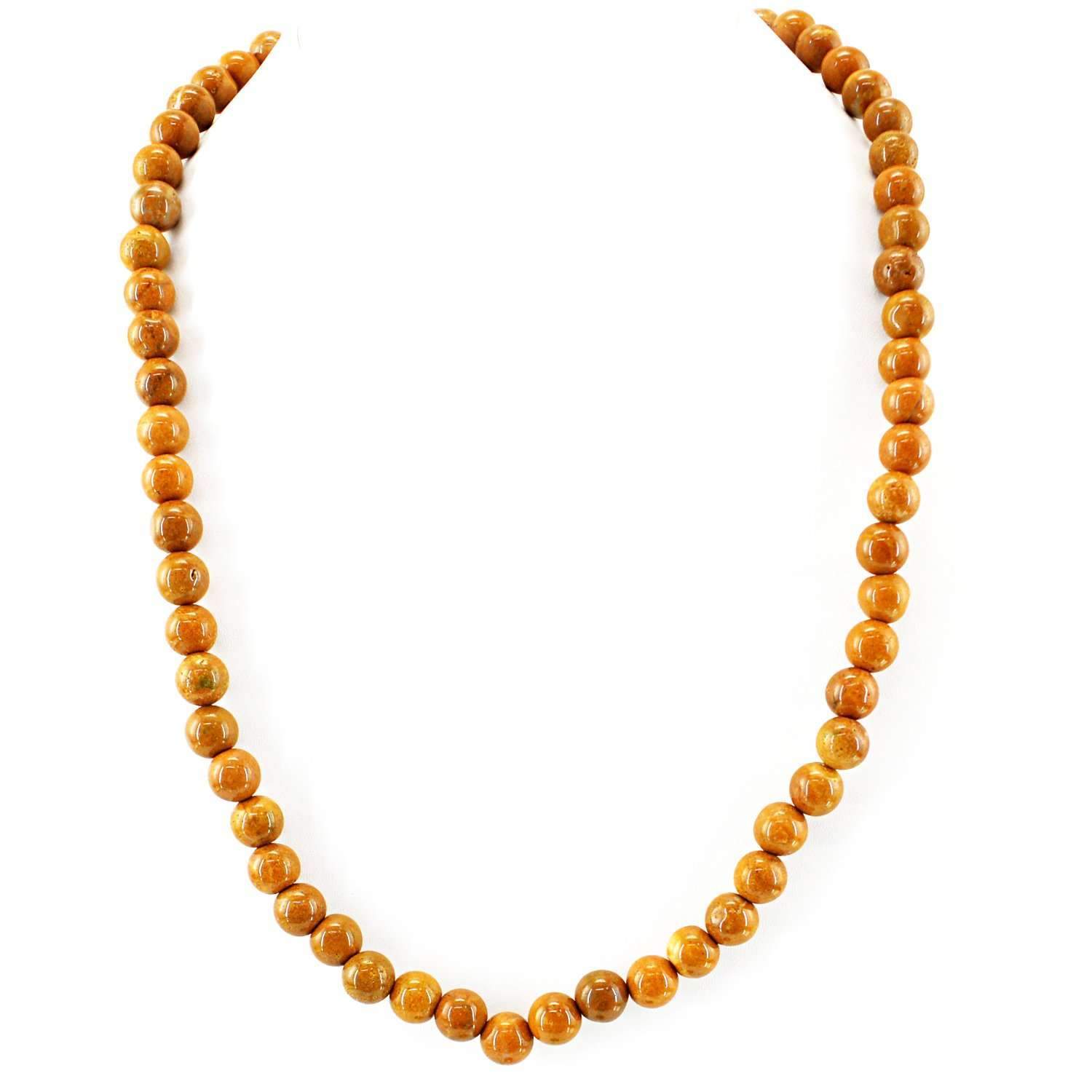 gemsmore:Round Shape Brown Jasper Necklace Natural Untreated Beads