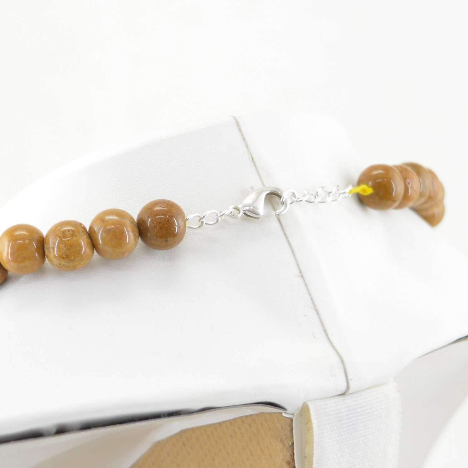 gemsmore:Round Shape Brown Jasper Necklace Natural Untreated Beads