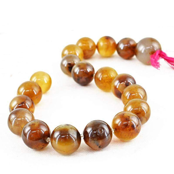 gemsmore:Round Shape Brown Onyx Strand Natural Untreated Drilled Beads