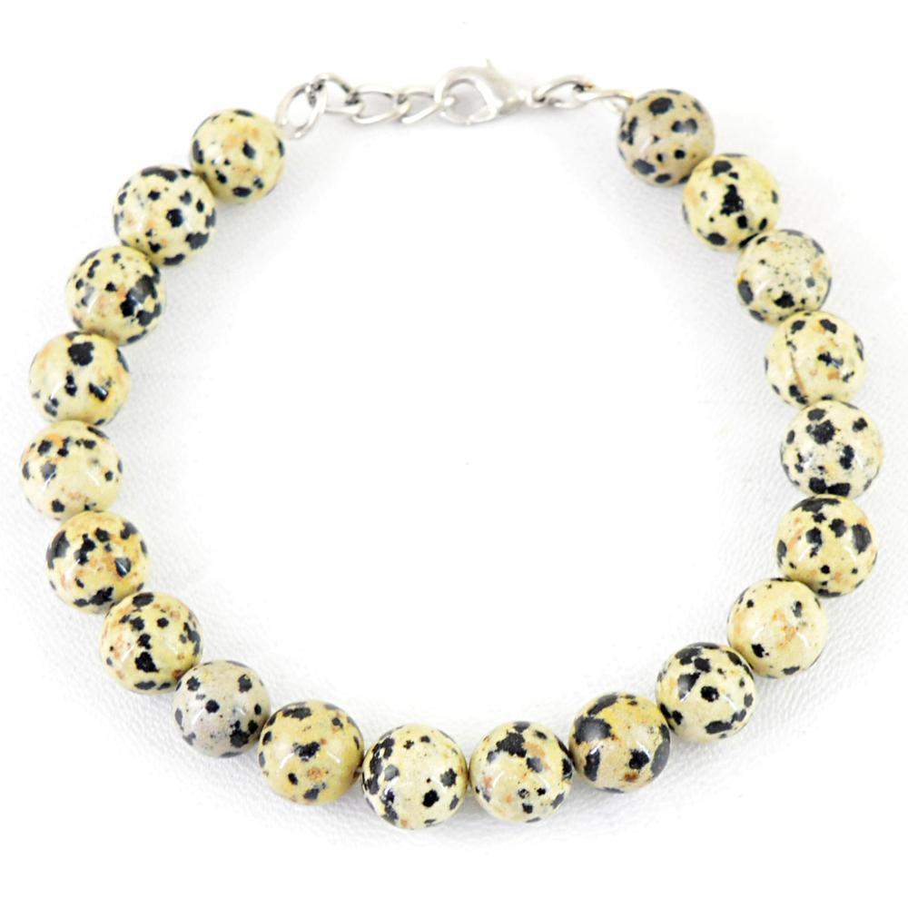 gemsmore:Round Shape Dalmation Jasper Bracelet Natural Untreated Beads