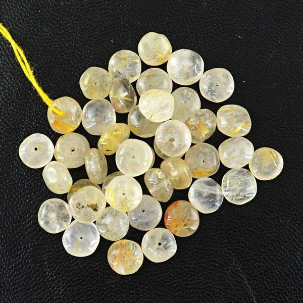 gemsmore:Round Shape Golden Rutile Quartz Beads Lot - Natural Drilled