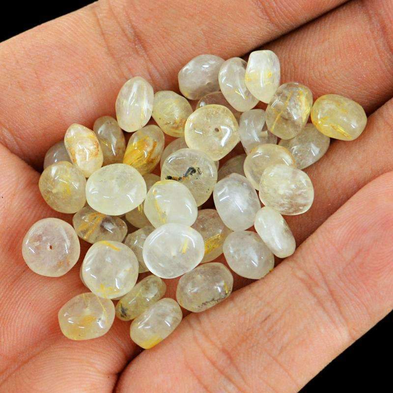 gemsmore:Round Shape Golden Rutile Quartz Beads Lot - Natural Drilled