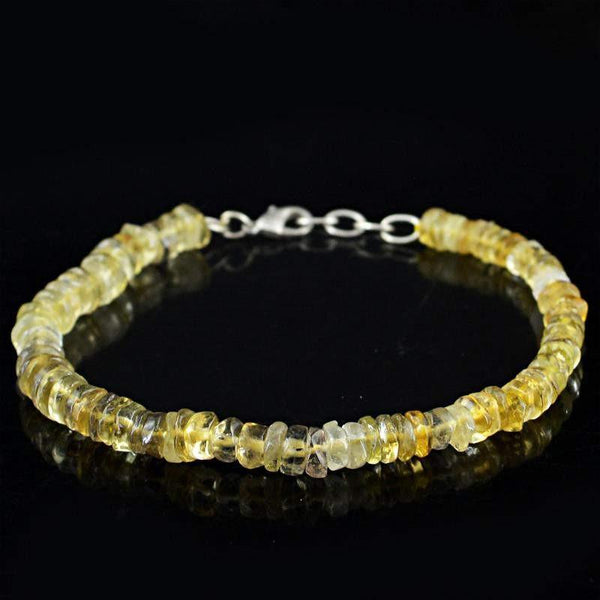 gemsmore:Round Shape Golden Rutile Quartz Bracelet Natural Untreated Beads