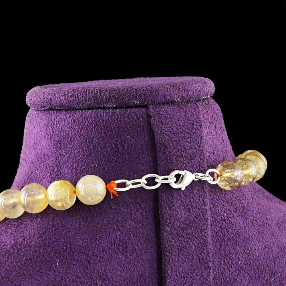 gemsmore:Round Shape Golden Rutile Quartz Necklace Natural Untreated Beads