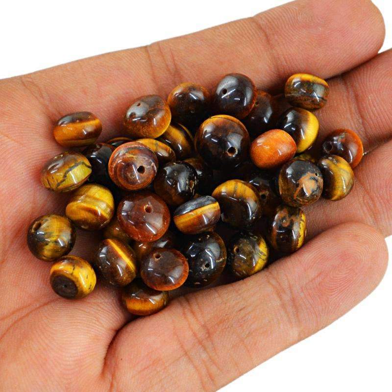 gemsmore:Round Shape Golden Tiger Eye Beads Lot - Natural Drilled