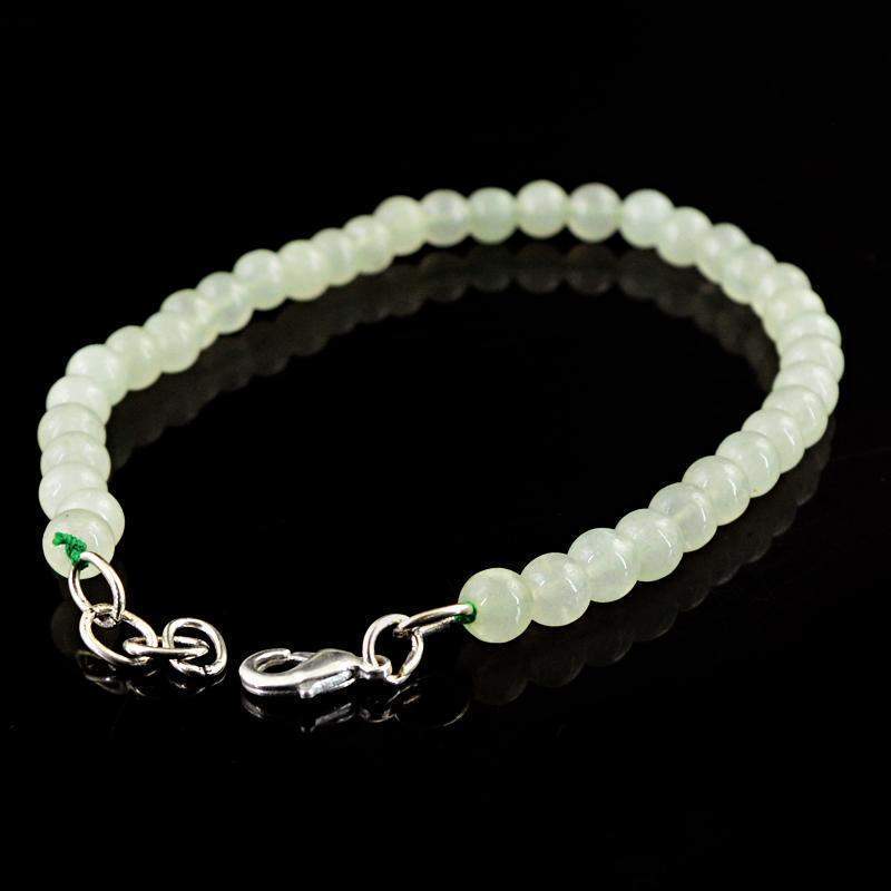 gemsmore:Round Shape Green Aquamarine Bracelet Natural Unheated Beads