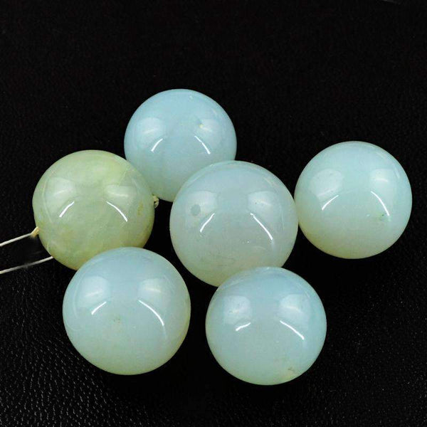 gemsmore:Round Shape Green Chalcedony Beads Lot - Natural Drilled