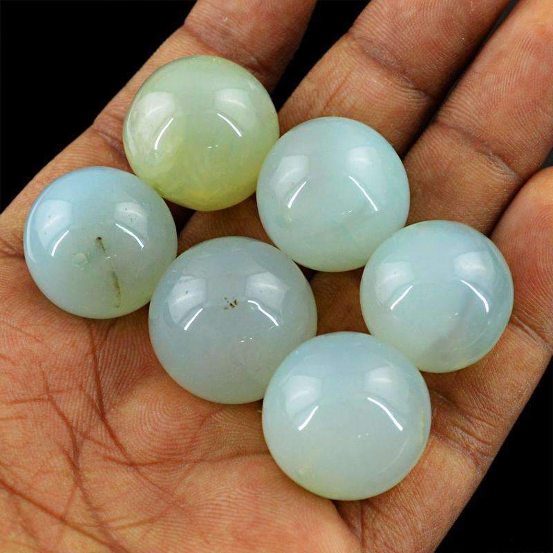 gemsmore:Round Shape Green Chalcedony Beads Lot - Natural Drilled