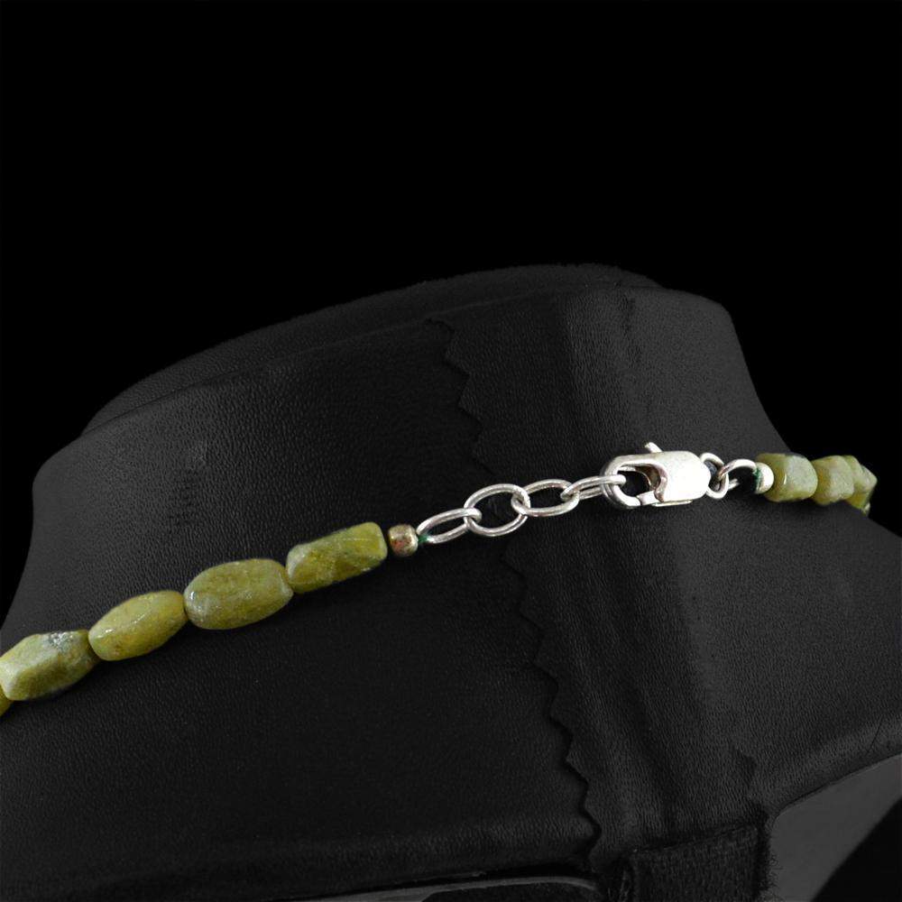 gemsmore:Round Shape Green Jade Necklace Natural Untreated Beads