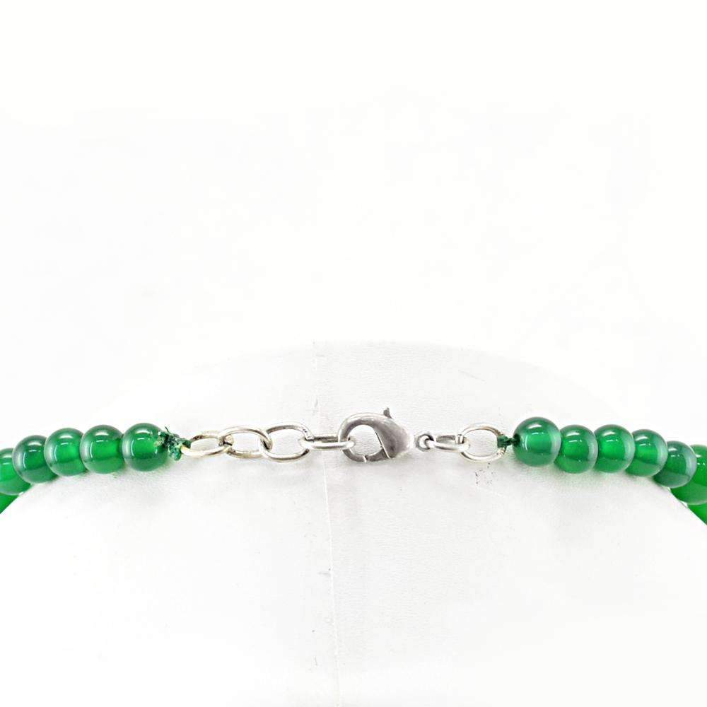 gemsmore:Round Shape Green Jade Necklace Natural Untreated Beads