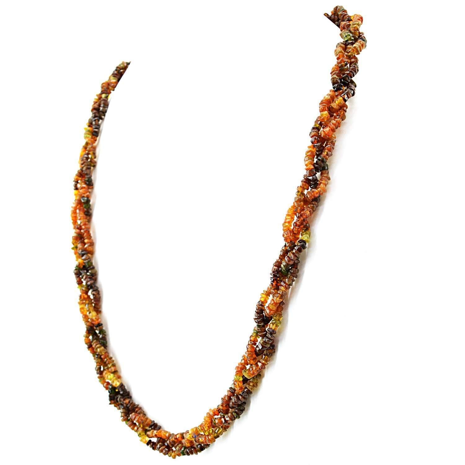gemsmore:Round Shape Hessonite Garnet Necklace Natural Untreated Faceted Beads