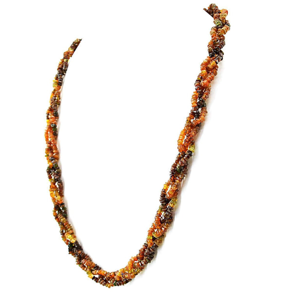 gemsmore:Round Shape Hessonite Garnet Necklace Natural Untreated Faceted Beads