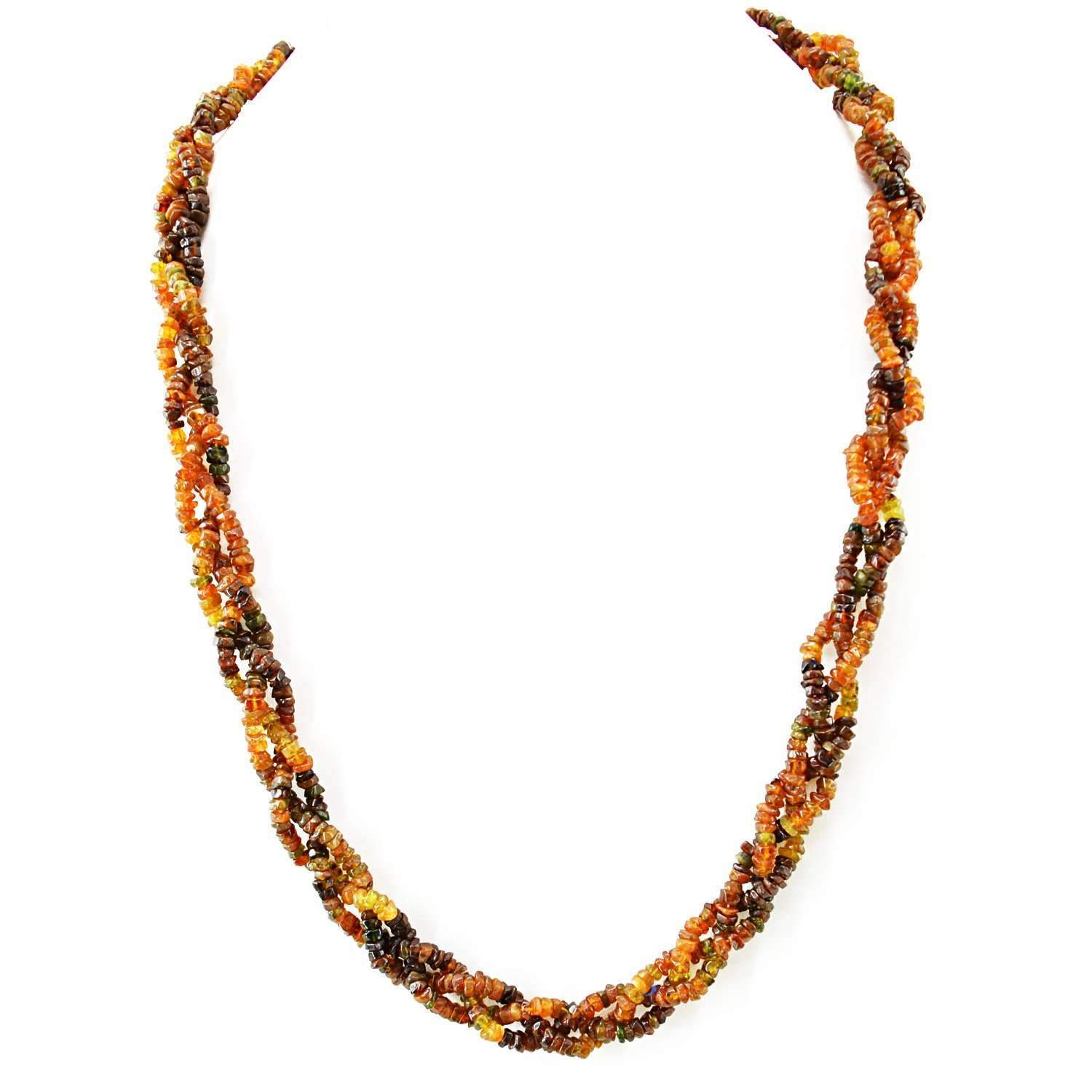gemsmore:Round Shape Hessonite Garnet Necklace Natural Untreated Faceted Beads