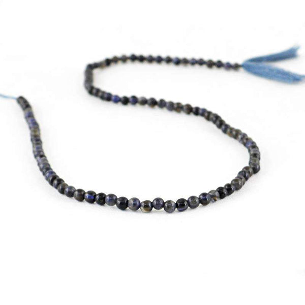 gemsmore:Round Shape Iolite Beads Strand Natural Drilled