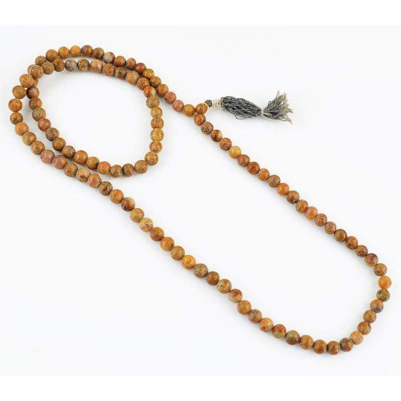 gemsmore:Round Shape Jasper Necklace Natural 108 Mala Untreated Beads