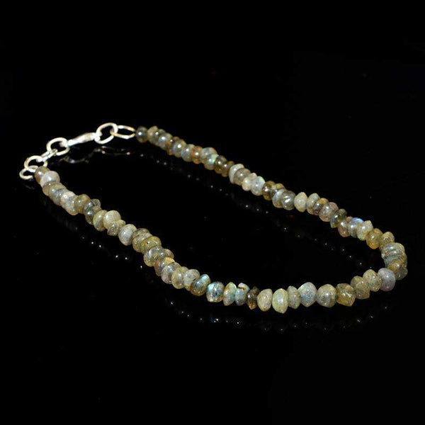 gemsmore:Round Shape Labradorite Bracelet Natural Untreated Beads