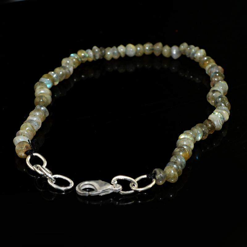 gemsmore:Round Shape Labradorite Bracelet Natural Untreated Beads