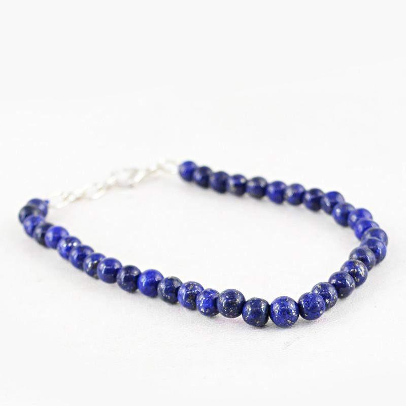 gemsmore:Round Shape Lapis Lazuli Bracelet Natural Unheated Beads