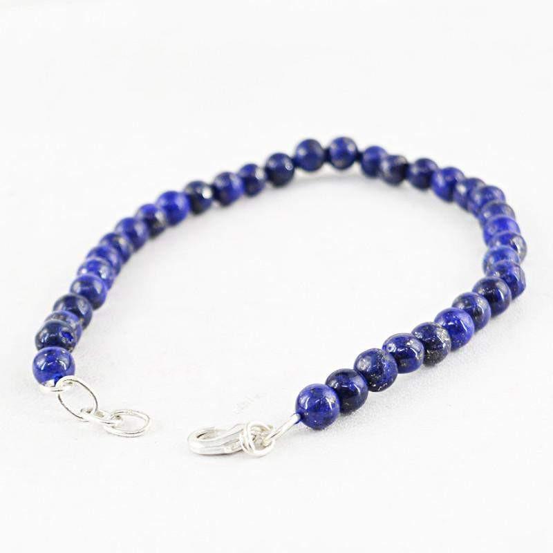 gemsmore:Round Shape Lapis Lazuli Bracelet Natural Unheated Beads