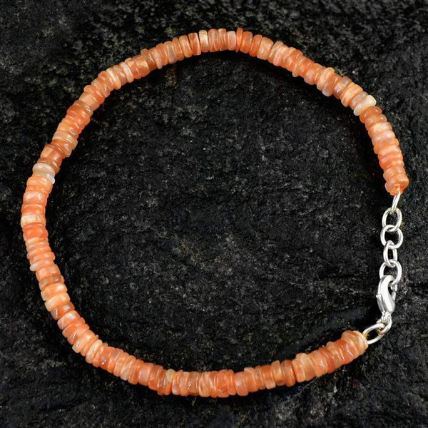 gemsmore:Round Shape Moonstone Bracelet Natural Untreated Beads