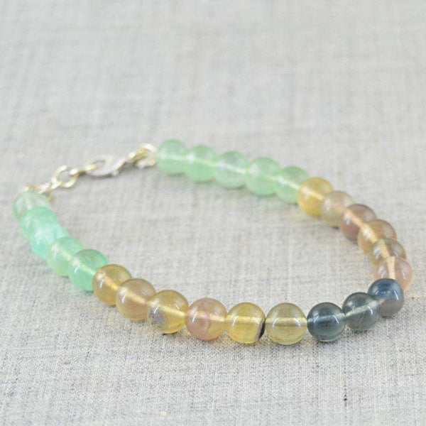 gemsmore:Round Shape Multicolor Fluorite Bracelet Natural Untreated Beads