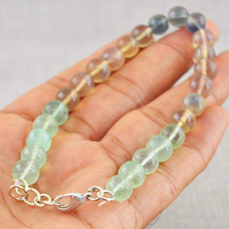 gemsmore:Round Shape Multicolor Fluorite Bracelet Natural Untreated Beads