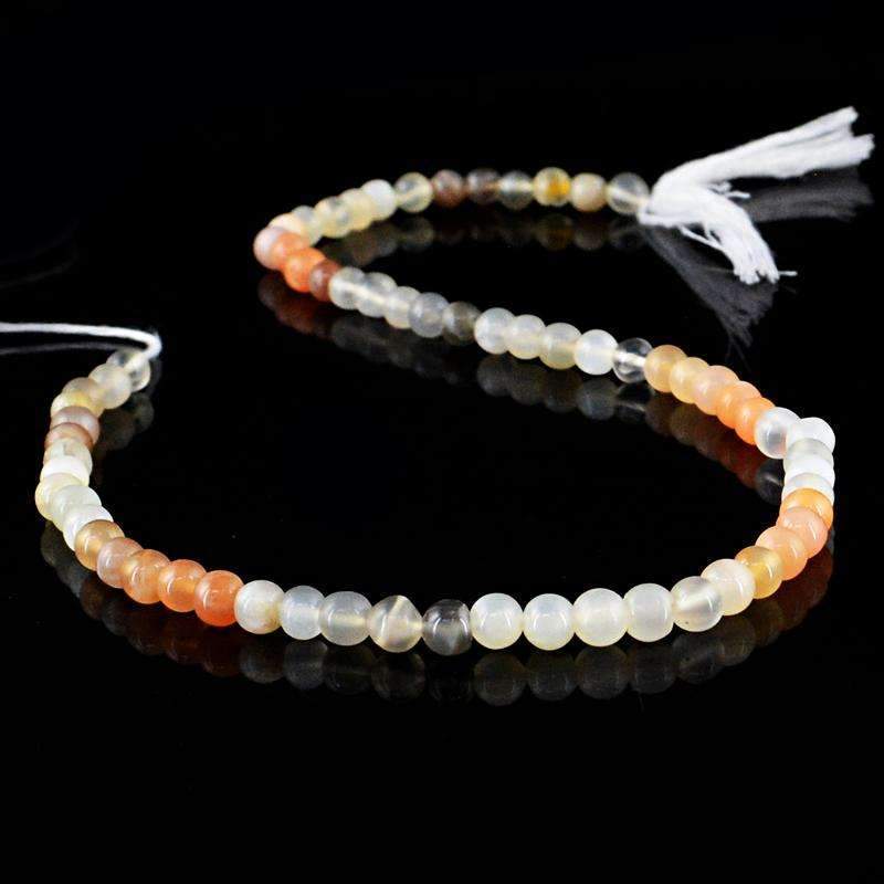 gemsmore:Round Shape Multicolor Moonstone Beads Strand - Natural Drilled