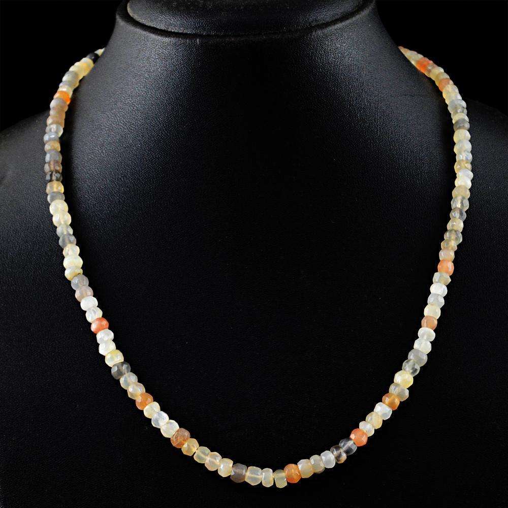 gemsmore:Round Shape Multicolor Moonstone Necklace - Natural Faceted Beads