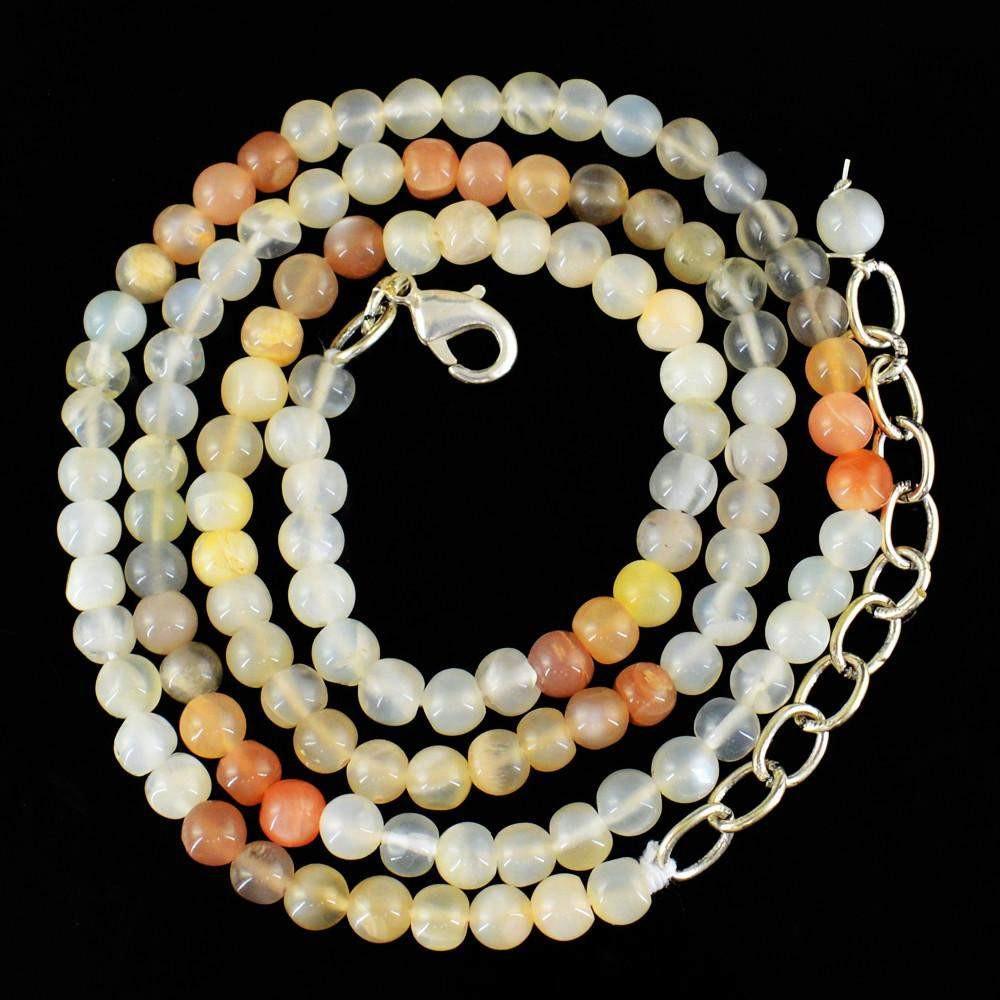gemsmore:Round Shape Multicolor Moonstone Necklace Untreated Beads