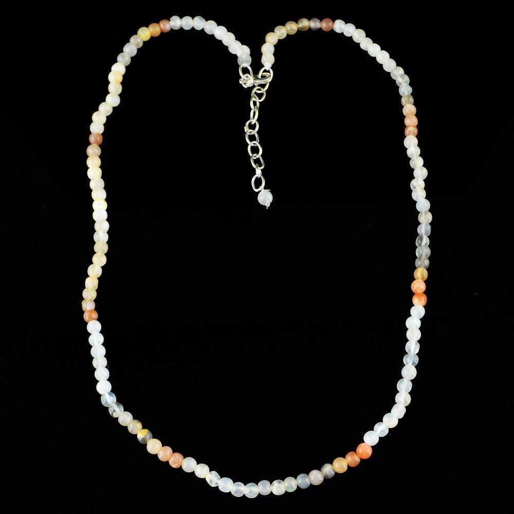 gemsmore:Round Shape Multicolor Moonstone Necklace Untreated Beads