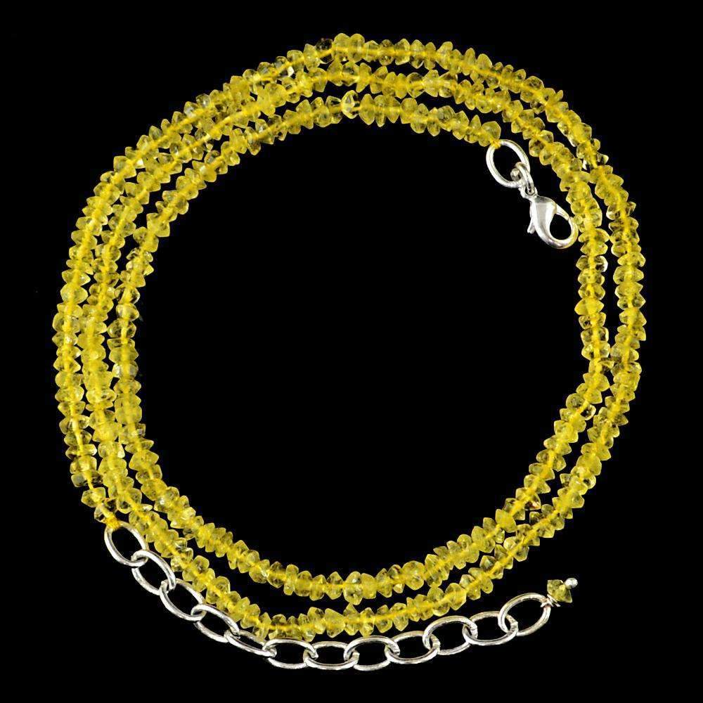 gemsmore:Round Shape Natural Yellow Citrine Round Cut Beads Necklace