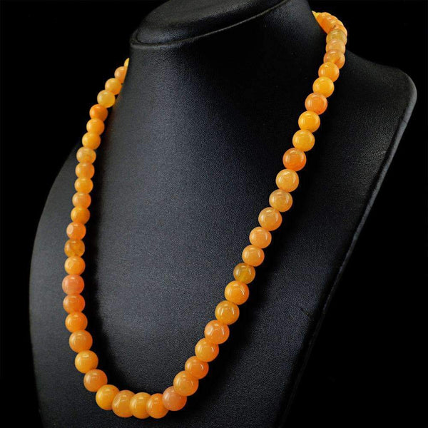 gemsmore:Round Shape Orange Aventurine Necklace Natural Untreated Beads