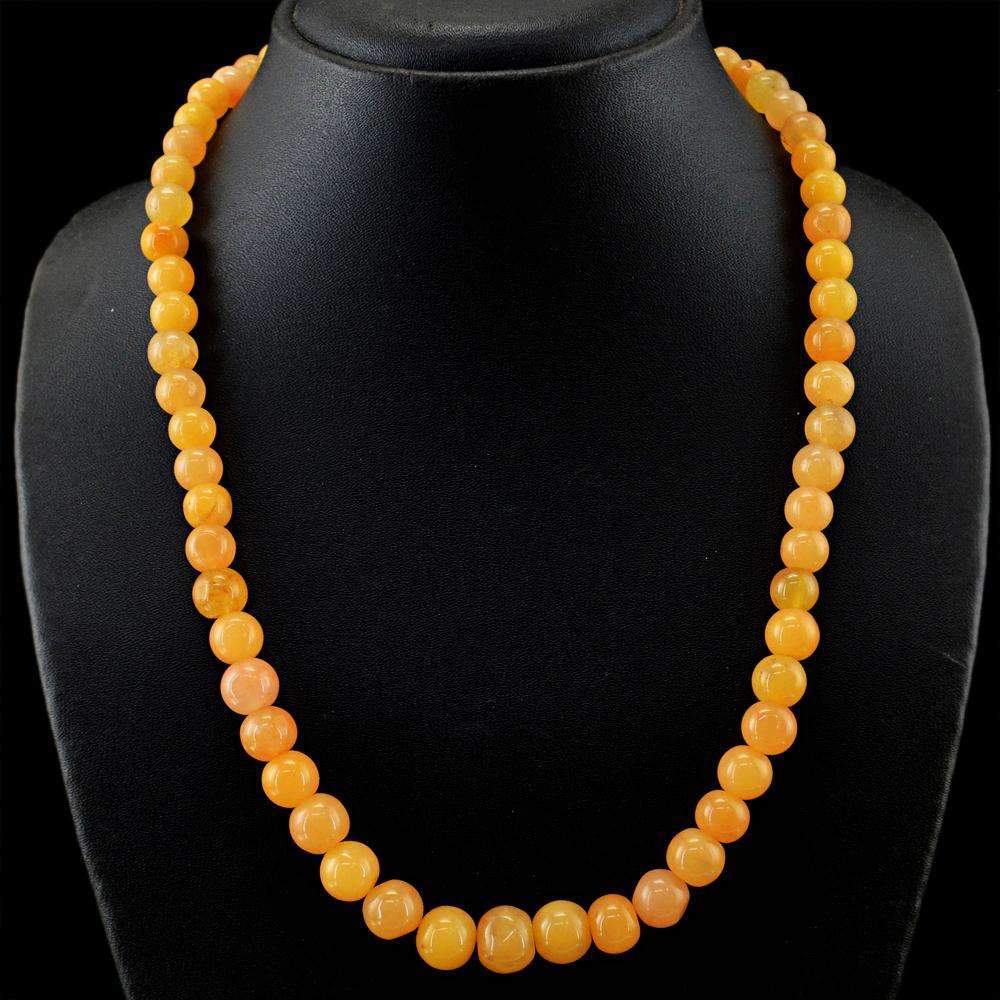 gemsmore:Round Shape Orange Aventurine Necklace Natural Untreated Beads