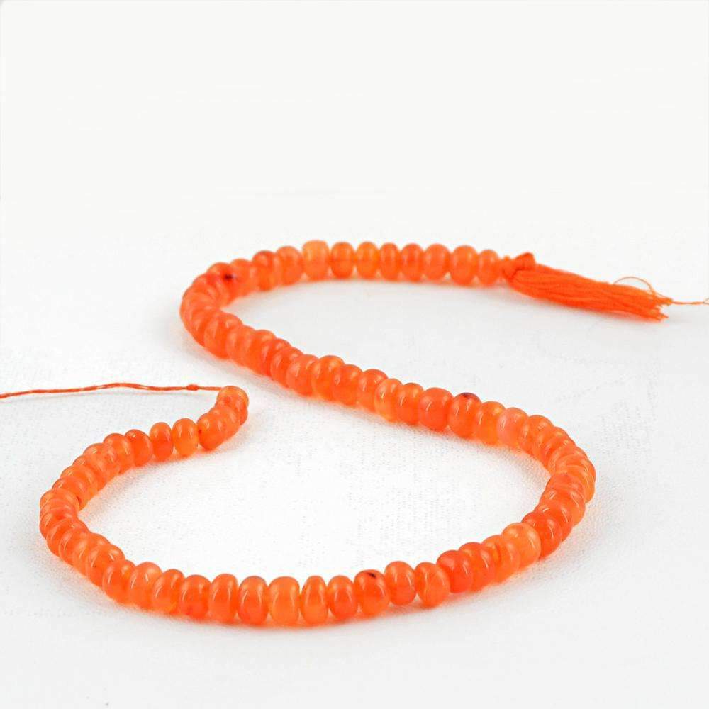 gemsmore:Round Shape Orange Carnelian Beads Strand Natural Drilled
