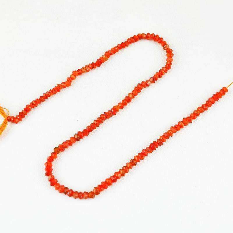 gemsmore:Round Shape Orange Carnelian Beads Strand Natural Faceted Drilled