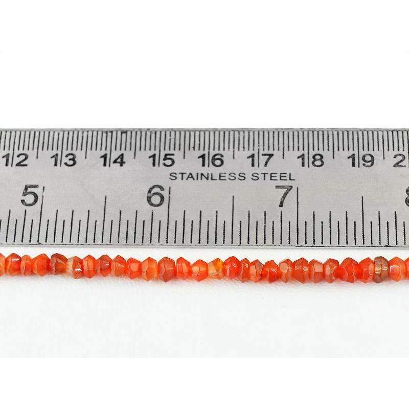 gemsmore:Round Shape Orange Carnelian Beads Strand Natural Faceted Drilled