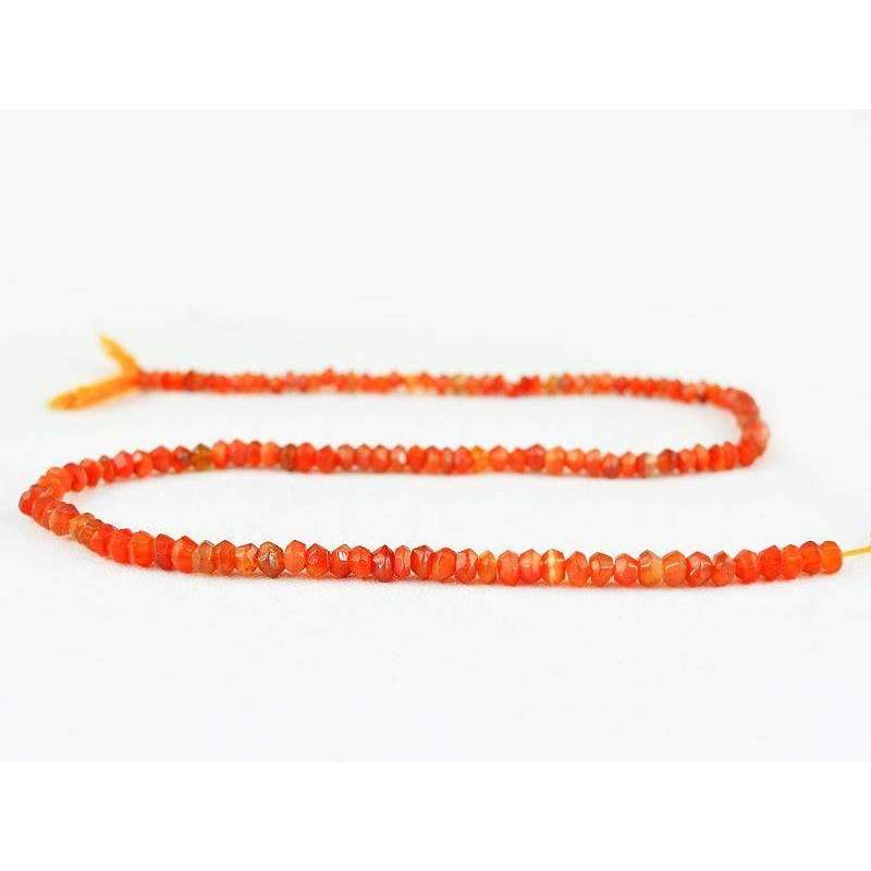 gemsmore:Round Shape Orange Carnelian Beads Strand Natural Faceted Drilled