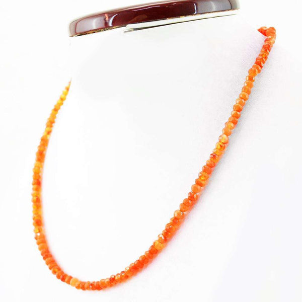 gemsmore:Round Shape Orange Carnelian Necklace Natural Faceted Beads