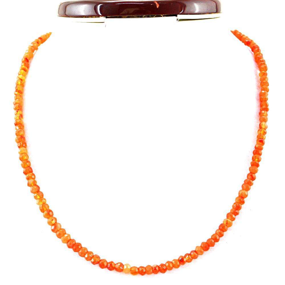 gemsmore:Round Shape Orange Carnelian Necklace Natural Faceted Beads