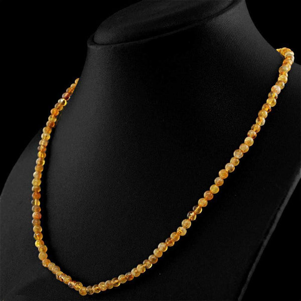 gemsmore:Round Shape Orange Citrine Necklace Natural Untreated Beads
