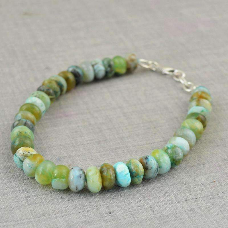 gemsmore:Round Shape Peruvian Opal Bracelet Natural Beads