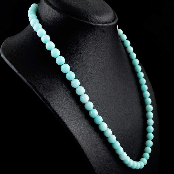 gemsmore:Round Shape Peruvian Opal Necklace Natural 20 Inches Long Untreated Beads