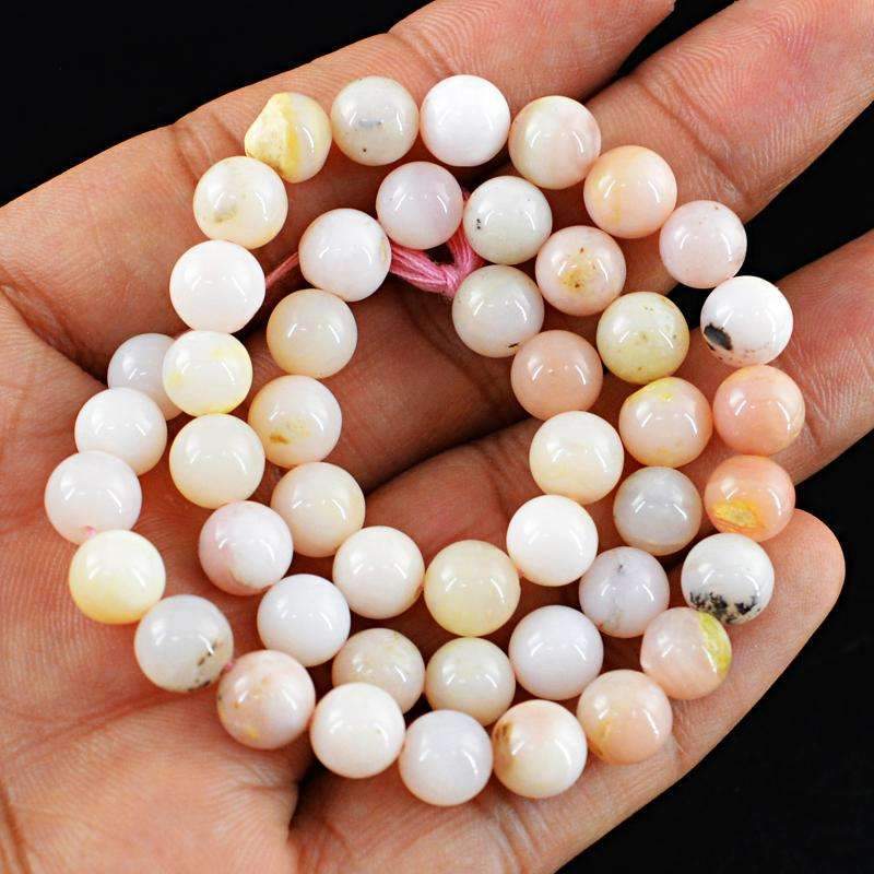 gemsmore:Round Shape Pink Australian Opal Beads Strand Natural Drilled