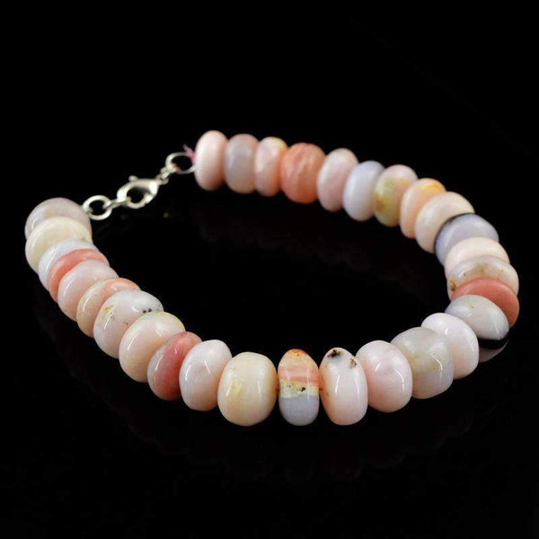 gemsmore:Round Shape Pink Australian Opal Bracelet Natural Unheated Beads