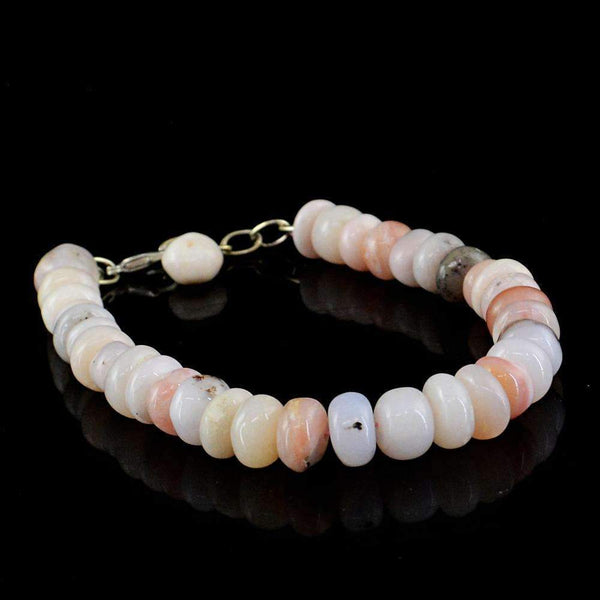 gemsmore:Round Shape Pink Australian Opal Bracelet Natural Untreated Beads