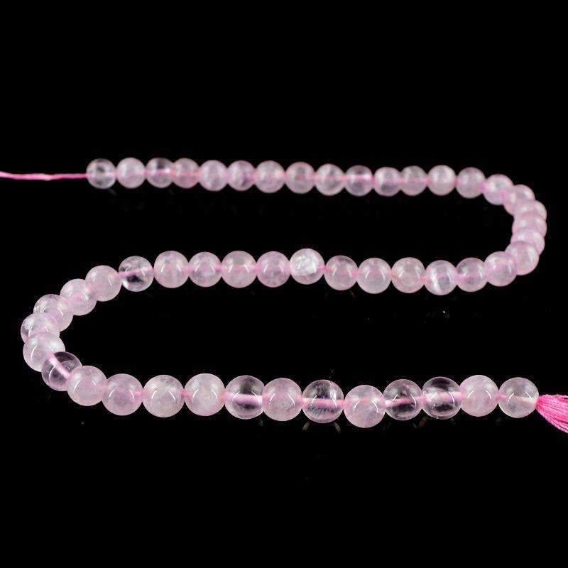 gemsmore:Round Shape Pink Rose Quartz Beads Strand Natural Drilled