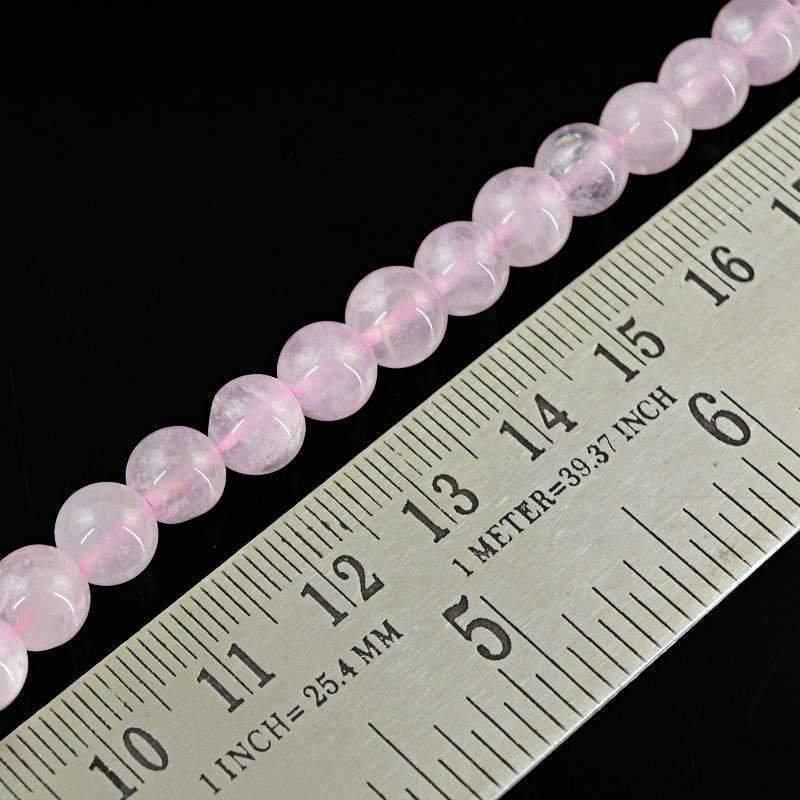 gemsmore:Round Shape Pink Rose Quartz Beads Strand Natural Drilled