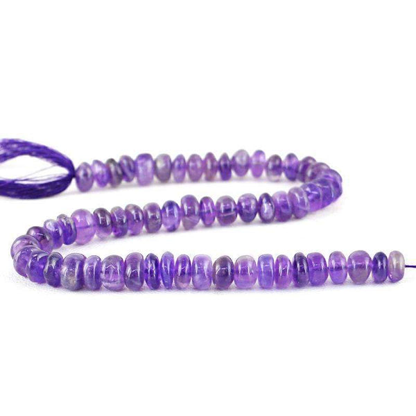 gemsmore:Round Shape Purple Amethyst Beads Strand - Natural Drilled