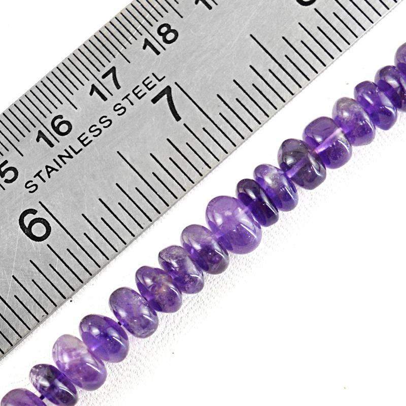 gemsmore:Round Shape Purple Amethyst Beads Strand - Natural Drilled