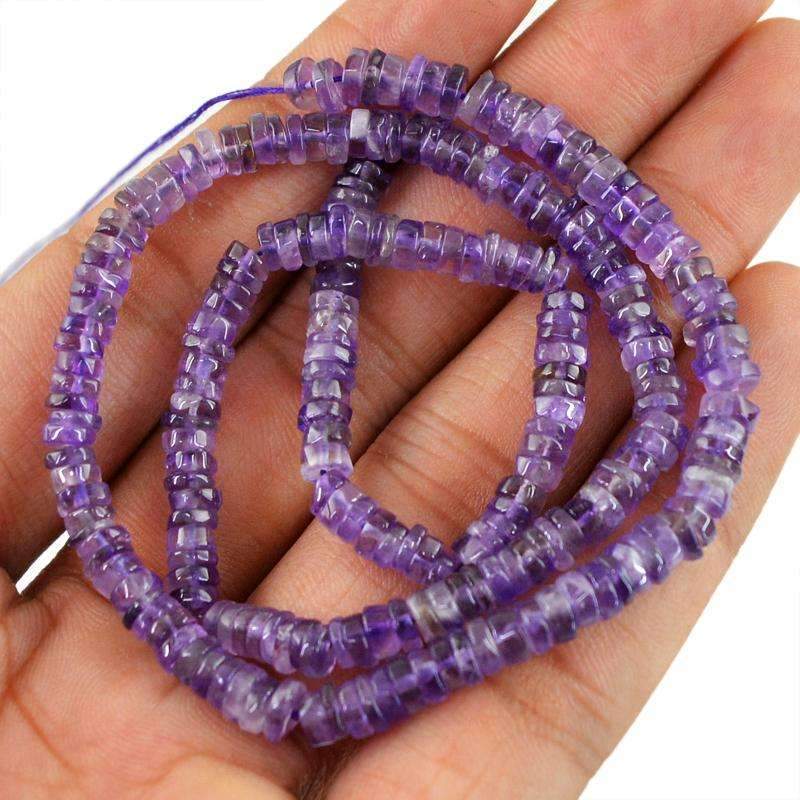 gemsmore:Round Shape Purple Amethyst Beads Strand - Natural Drilled